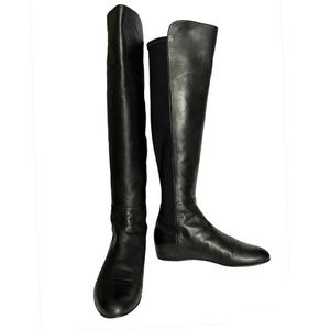 STUART WEITZMAN BOOTS OVER THE KNEE LANDER 50 / 50 LEATHER STRETCH BLACK 8.5